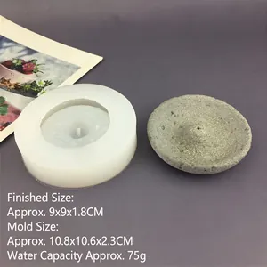 Silicone mold for rock-textured plaster candle cups with 9x9x1.8cm finished size