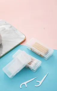 Stackable mini transparent organizer box for cotton swabs, toothpicks and dental floss