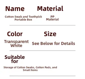 Specifications of portable PP storage box for cotton pads and swabs in transparent white