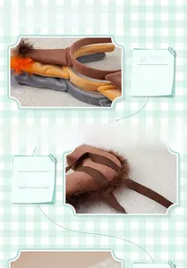 Detail of soft crystal plush squirrel ears headband and tail with strap design