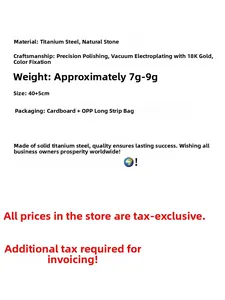 Detailed size and material chart for 18K gold plated stainless steel stone necklace