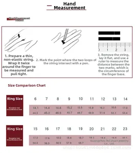 Detailed ring size guide and measurement chart for stainless steel jewelry sizing