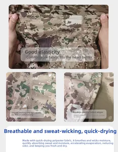 Detail of four-needle six-thread stitching on camouflage quick-dry breathable balaclava