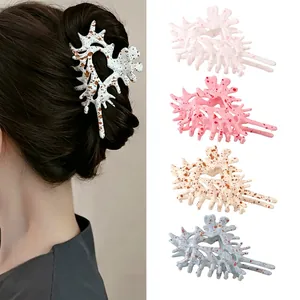 Large Hair Claw Clip PS Plastic Coral Conch Shape Ink Splatter Speckled Shark Clip For Women Girls Hair Accessory