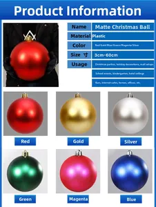 Detail of matte plastic Christmas balls in various sizes and six vibrant colors