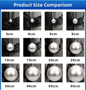 Detailed comparison of Christmas decorative ball sizes ranging from 3cm to 60cm diameter