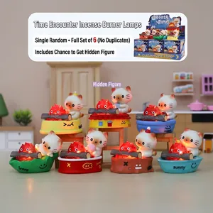 Creative cat themed incense burner night light blind box set with 6 unique styles