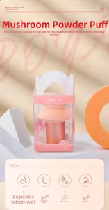 Detail of peach mushroom makeup sponge with base and dry wet dual-use icons