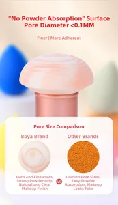Detail of mushroom head sponge with 0.1mm fine pores and elegant rose gold handle
