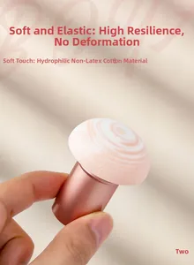 Detail of soft hydrophilic non-latex mushroom head makeup sponge with high elasticity