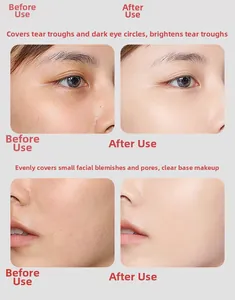 Macro view showing concealer effect on dark circles and pores before and after application