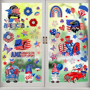 Vue détaillée des autocollants du 4 juillet avec motifs patriotiques American Mama et USA