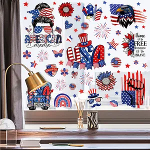 Détail de stickers électrostatiques de l'Indépendance USA avec motifs de drapeau