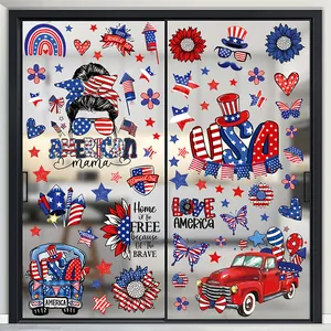 Détail de stickers de fenêtre pour le Jour de l'Indépendance avec motifs patriotiques USA