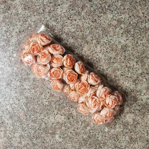 Bulk set of champagne orange artificial fabric rose heads for DIY crafts and decor
