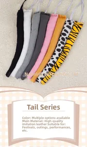 Detailed plush animal tails in various patterns for festive cosplay and holiday costumes