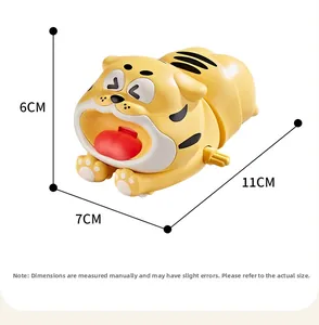 Detailed view of yellow tiger clockwork toy dimensions showing 11cm length and 6cm height