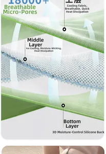 Three-layer cooling mat structure showing mesh fabric and silicone anti-slip base