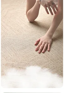 Close-up of the breathable ice silk woven carpet texture with a geometric twill pattern