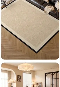 Detail view of woven ice silk mat showing geometric texture and black fabric borders