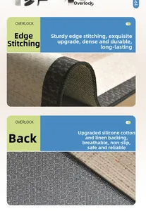 Detail of reinforced stitching and anti-slip silicone cotton linen backing for ice silk rug