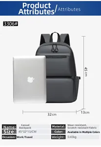 Minimalist waterproof laptop backpack with 45x32x13cm size specifications and lightweight design