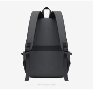 Detail of waterproof matte backpack back with breathable straps and luggage trolley strap