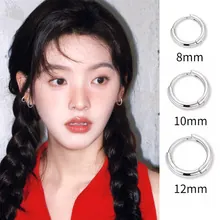 Detailed comparison of 8mm, 10mm, and 12mm minimalist silver metal hoop earrings