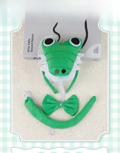 Three-piece green plush crocodile costume set including headband bowtie and stuffed tail
