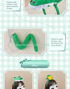 Green plush crocodile headband and adjustable tail set for kids costumes and role play