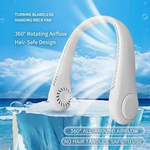 Portable Bladeless Neck Fan USB Rechargeable Silent Adjustable Speeds Hands Free Cooling Personal Fan For Outdoor