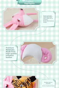 Detail of plush animal headband made of ultra-soft fabric with premium cotton filling