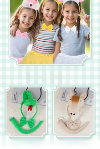 Detailed children's animal costume set including ears headband, bowtie, and plush tail