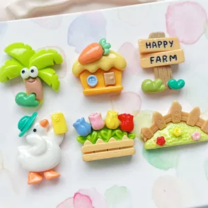 DIY resin charms set with cute farm theme designs for shoe and phone case accessories