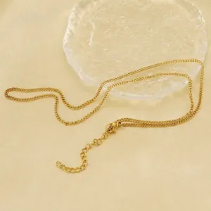 Minimalist gold stainless steel link chain necklace with lobster clasp and adjustable tail