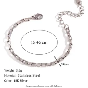 Minimalist Stainless Steel 18K Gold Plated Long Box Chain Necklace Bracelet Anklet Waist Chain For Women Fashion Jewelry Set