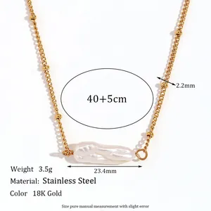 Baroque pearl pendant necklace in 18K gold plated stainless steel with beaded chain