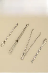 Detailed set of 4 stainless steel sewing threaders and loop turner tools for DIY crafts