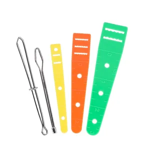 5-piece sewing DIY threader set with 2 stainless steel and 3 colored plastic tools