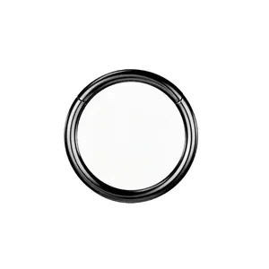 Detail of G23 titanium segment clicker ring with black PVD finish for nose piercing