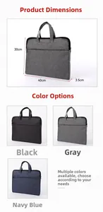 Detailed dimensions of 40x30x3.5cm for the multi-compartment fabric laptop briefcase
