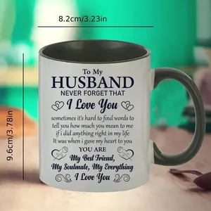 Detail showing 11oz ceramic mug dimensions with 8.2cm diameter and 9.6cm height markings