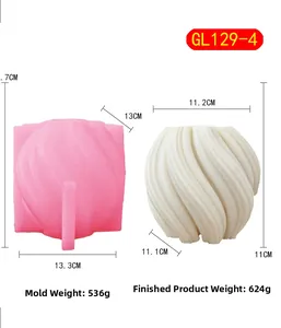 Silicone mold dimensions for rotating wave candles with exact weight specifications