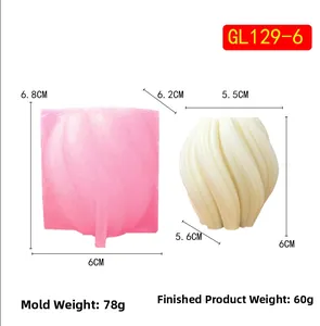 Detailed dimensions of wave spiral silicone candle mold with height and weight data