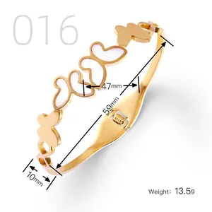 Detailed view of golden butterfly bangle with size 59mm and weight 13.5g specifications