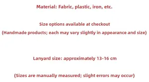 Materials detail for handmade Christmas bow with fabric, plastic, iron and lanyard size