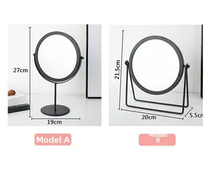 Detailed comparison of Style A and Style B minimalist black metal desktop vanity mirrors