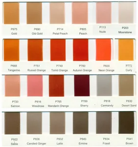 Polished satin ribbon color chart featuring 24 vibrant shades for gift wrapping and DIY crafts