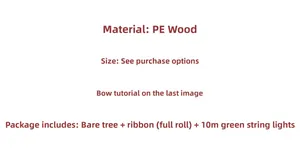 Detailed kit list for PE artificial mini Christmas tree with 10m LED lights and ribbon