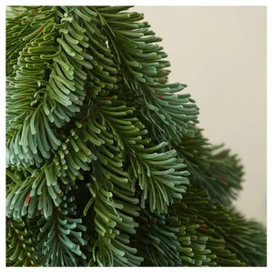 Macro shot of realistic PE evergreen needles with natural wood grain texture details